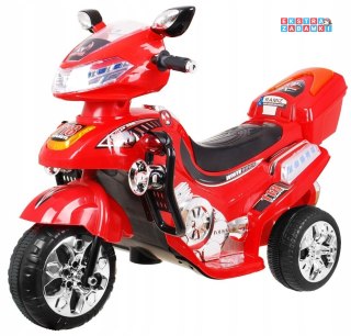 Czerwony Motorek F928 na akumulator - 30W, Z klaksonem, Kufer, Światła, Melodie