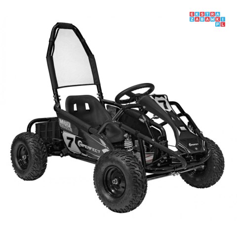 [GK008E] Gokart Mud Monster na akumulator 1x1000W 48V/20Ah koła pompowane sportowe siedzenie z pasami - czarny