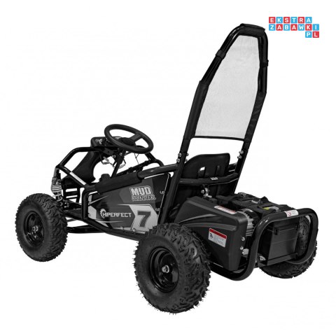 [GK008E] Gokart Mud Monster na akumulator 1x1000W 48V/20Ah koła pompowane sportowe siedzenie z pasami - czarny