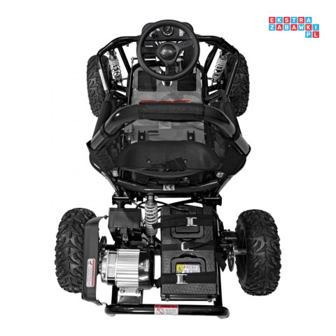 [GK008E] Gokart Mud Monster na akumulator 1x1000W 48V/20Ah koła pompowane sportowe siedzenie z pasami - czarny