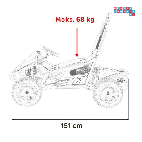 [GK008E] Gokart Mud Monster na akumulator 1x1000W 48V/20Ah koła pompowane sportowe siedzenie z pasami - czarny