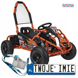 Gokart Mud Monster na akumulator - pomarańczowy, 1x1000W, 48V/20Ah, koła pompowane, sportowe siedzenie z pasami [GK008E]