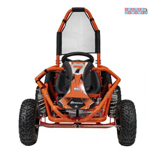 Gokart Mud Monster na akumulator - pomarańczowy, 1x1000W, 48V/20Ah, koła pompowane, sportowe siedzenie z pasami [GK008E]