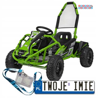 Zielony Gokart Mud Monster na akumulator - zielony, 1x1000W, 48V/20Ah, koła pompowane, sportowe siedzenie z pasami [GK008E]
