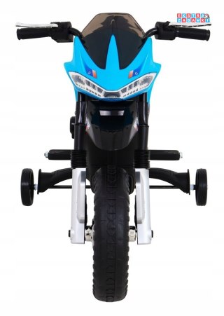 Niebieski Night Rider motor na akumulator - 6V/4Ah, kółkami pomocniczymi, MP3, USB, gaz w manetce - [JT5158]