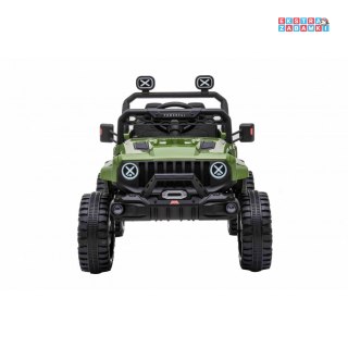 Zielony OFF Road speed na akumulator - 4x35W, 12V/7Ah, ekoskóra, radio - [HL598]