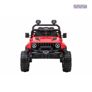 Czerwony OFF Road speed na akumulator - 4x35W, 12V/7Ah, ekoskóra, radio - [HL598]