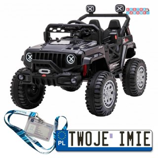 Czarny OFF Road speed na akumulator - 4x35W, 12V/7Ah, ekoskóra, radio - [HL598]