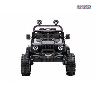 Czarny OFF Road speed na akumulator - 4x35W, 12V/7Ah, ekoskóra, radio - [HL598]
