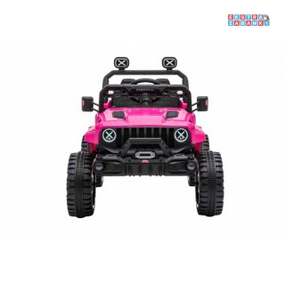 Różowy OFF Road speed na akumulator - 4x35W, 12V/7Ah, ekoskóra, radio - [HL598]