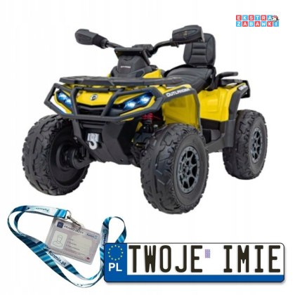 Żółty Quad CAN-AM Outlander ATV na akumulator - 4x200W, 24V/7Ah, EVA, LED, ekoskóra [CA005]