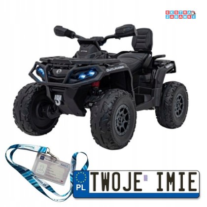 Czarny Quad CAN-AM Outlander ATV na akumulator - 4x200W, 24V/7Ah, EVA, LED, ekoskóra [CA005]