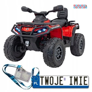 Czerwony Quad CAN-AM Outlander ATV na akumulator - 4x200W, 24V/7Ah, EVA, LED, ekoskóra [CA005]