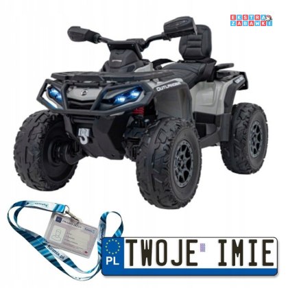 Czarny Quad CAN-AM Outlander ATV na akumulator - 4x200W, 24V/7Ah, EVA, LED, ekoskóra [CA005]