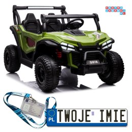 [13547] Autko terenowe S618 4x4 na akumulator 4x45W 24V/7Ah ekoskóra koła EVA Bluetooth LED - zielony