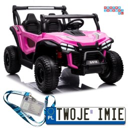 [13545] Autko terenowe S618 4x4 na akumulator 4x45W 24V/7Ah ekoskóra koła EVA Bluetooth LED - różowe