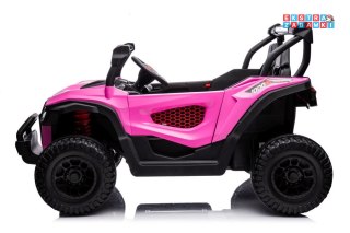 Różowe Autko terenowe S618 buggy na akumulator 4x4 - różowy, 4x45W, 24V/7Ah, ekoskóra, koła EVA, Bluetooth, LED [13545]