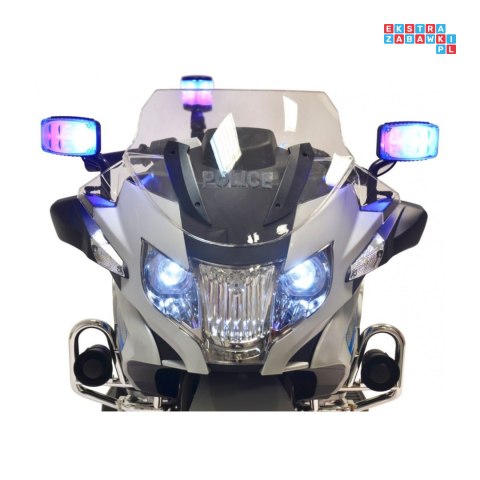 [PA.212.SR] Motocykl BMW policja 12V/7Ah koła EVA, kluczyk, policyjne światła LED