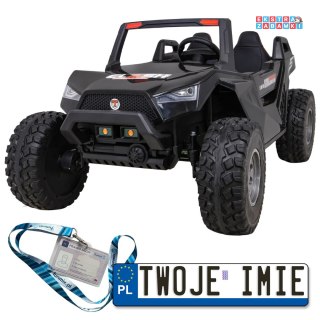 Czarny Buggy clash na akumulator 4x4 - czarny, 4x45W, 12V/14Ah, pilot, ekoskóra, EVA, LED, MP3 [SX1928]
