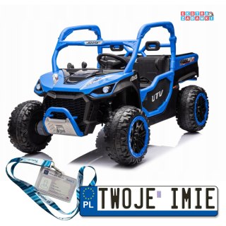 Farmer Truck UTV Racing buggy na akumulator 4x4 - niebieski, 4x75W, ekoskóra, EVA, USB, Pasy, LED [HC-307]