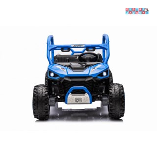 Farmer Truck UTV Racing buggy na akumulator 4x4 - niebieski, 4x75W, ekoskóra, EVA, USB, Pasy, LED [HC-307]