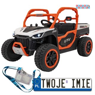 HC-307 Pojazd Farmer Truck UTV Racing na akumulator 4x4 - biały, 4x75W, 24V/7Ah, ekoskóra, EVA, USB, Pasy, LED [HC-307]