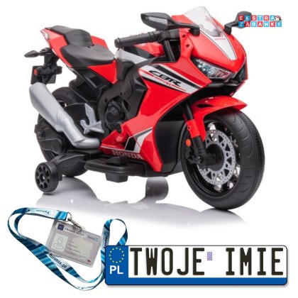 Czerwony Motor Honda CBR 1000RR na akumulator - 1x45W, 12V/3.5Ah, LED, melodie i klakson - [13555]