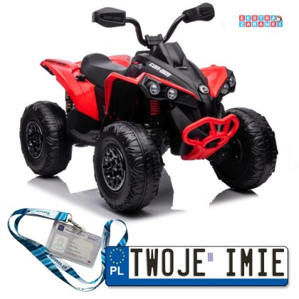 Czerwony Quad CAN-AM Renegate na akumulator - 4x45W, 12V/7Ah, Pilot, Radio, EVA, LED [13586]