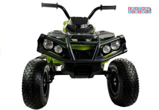 Zielony Quad BDM0906 na akumulator - 2x45W, 12V/7Ah, pilot, LED, pompowane koła, ekoskóra [4116]