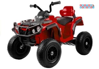 Czerwony Quad BDM0906 na akumulator - 2x45W, 12V/7Ah, pilot, LED, pompowane koła, ekoskóra [4116]