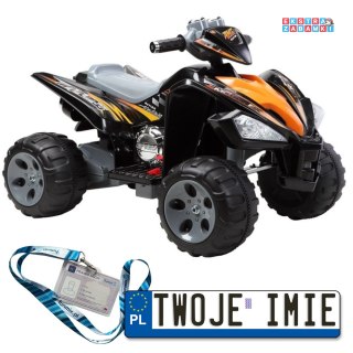 Pomarańczowy Quad na akumulator - 2x45W, 12V/7Ah, Duże koła, klakson, LED, MP3 [2034]