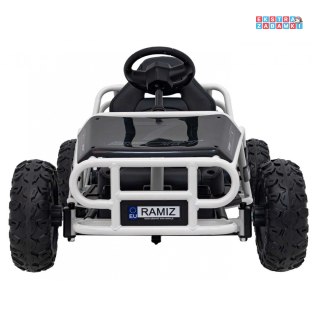 Sportowy gokart Sport 5 na akumulator - biały, 2x100W 24V/10Ah, EVA, ekoskóra, pasy [A8812]