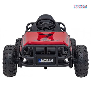 Sportowy gokart Sport 5 na akumulator - czerwony, 2x100W 24V/10Ah, EVA, ekoskóra, pasy [A8812]