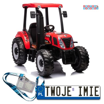 [A011A] Traktor New Holland na akumulator 24V/10AH 2x200W EVA ekoskóra pilot - czerwony