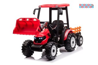 Traktor z przyczepą na akumulator - czerwony, 2x45W, Bluetooth, LED [10557]