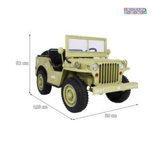 Beżowy Pojazd wojskowy na akumulator - 4x45W, 12V/14Ah, EVA, Wolny Start, MP3, LED - [JH-101]