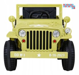 [JH-103] Pojazd wojskowy retro na akumulator 4x35W 12V/7Ah pilot bagażniki wolny start MP3 LED - beżowy