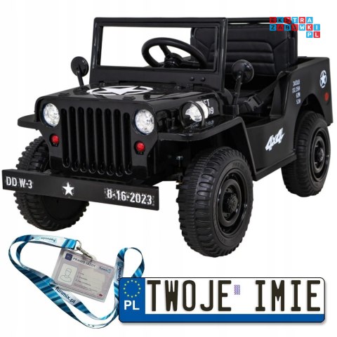 Pojazd Wojskowy Retro z napędem 4X4 na Pilota 2 Bagażniki Wolny Start MP3 LED