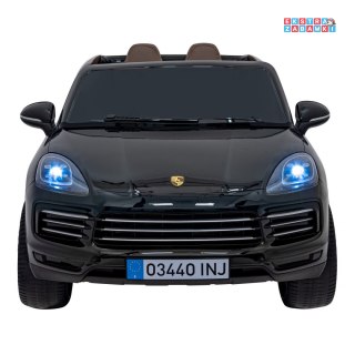 Czarny Porsche Cayenne S na akumulator - 2x35W, 12V/7Ah, pilot, wolny start, EVA, LED - [7192.EXL]