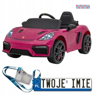 Różowe Porsche Spyder RS 718 na akumulator - 2x45W, 12V/7Ah, LED, EVA, pilot - [DK-P718]