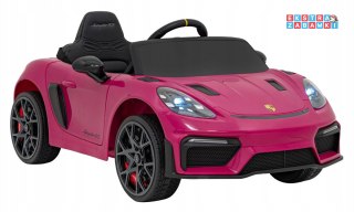 Różowe Porsche Spyder RS 718 na akumulator - 2x45W, 12V/7Ah, LED, EVA, pilot - [DK-P718]