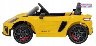 Żółte Porsche Spyder RS 718 na akumulator - 2x45W, 12V/7Ah, LED, EVA, pilot - [DK-P718]