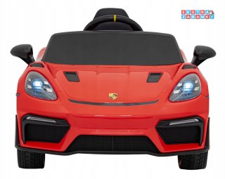 Czerwone Porsche Spyder RS 718 na akumulator - 2x45W, 12V/7Ah, LED, EVA, pilot - [DK-P718]