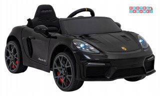 Czarne Porsche Spyder RS 718 na akumulator - 2x45W, 12V/7Ah, LED, EVA, pilot - [DK-P718]