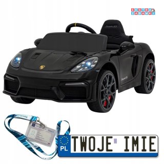 Czarne Porsche Spyder RS 718 na akumulator - 2x45W, 12V/7Ah, LED, EVA, pilot - [DK-P718.EXL]