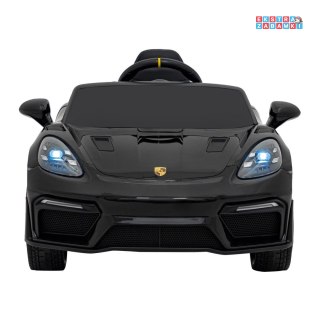 Czarne Porsche Spyder RS 718 na akumulator - 2x45W, 12V/7Ah, LED, EVA, pilot - [DK-P718.EXL]