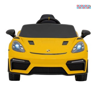 Żółte Porsche Spyder RS 718 na akumulator - 2x45W, 12V/7Ah, LED, EVA, pilot - [DK-P718.EXL]