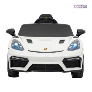 Białe Porsche Spyder RS 718 na akumulator - 2x45W, 12V/7Ah, LED, EVA, pilot - [DK-P718]