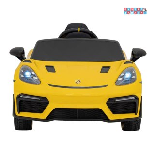 Żółte Porsche Spyder RS 718 na akumulator - 2x45W, 12V/7Ah, LED, EVA, pilot - [DK-P718]