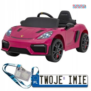 Różowe Porsche Spyder RS 718 na akumulator - 2x45W, 12V/7Ah, LED, EVA, pilot - [DK-P718]